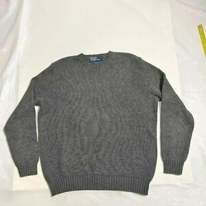 Vintage Polo Ralph Lauren Gray Crew Neck Knit Sweater Pony 90s Mens Size Large